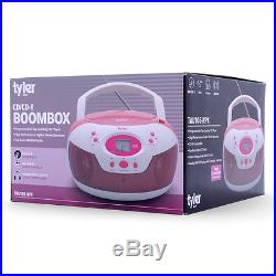 Tyler Portable Neon Pink Stereo CD Player with AM/FM Radio and Aux & Headphone J