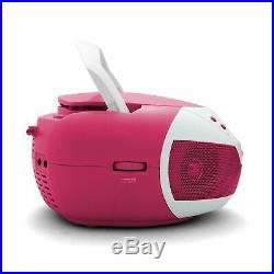 Tyler Portable Neon Pink Stereo CD Player with AMFM Radio and Aux & Headphone Ja