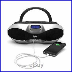 Tyler Portable Sport Stereo MP3/CD Boombox Player TAU104-SL with USB Charging