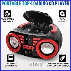 Usa Portable CD Player Bluetooth Boombox Speaker AM/FM Stereo Radio & Red