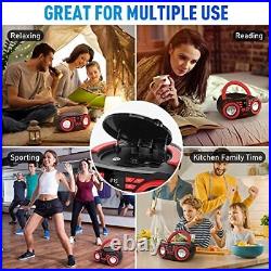 Usa Portable CD Player Bluetooth Boombox Speaker AM/FM Stereo Radio & Red