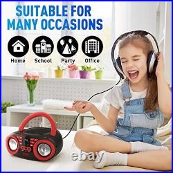 Usa Portable CD Player Bluetooth Boombox Speaker AM/FM Stereo Radio & Red