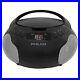 Used Philco Portable CD Player Boom Box with Speakers and AM FM Radio Black