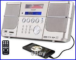 VELOUR Portable Cd Player Gold Boombox With FM Radio Clock USB SD And Aux For