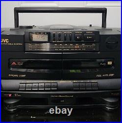 VTG JVC PC-X100 Portable System CD Player FM AM Dual Cassette Hyper Bass 1992