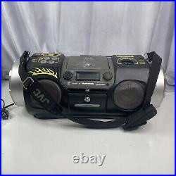 VTG JVC RV-DP100 Boombox Tape CD Mic Guitar Inputs Drum Pads Woofers Remote READ