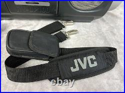 VTG JVC RV-DP100 Boombox Tape CD Mic & Guitar Inputs Drum Pads Woofers WORKS