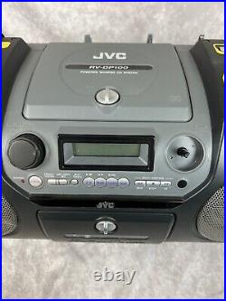 VTG JVC RV-DP100 Boombox Tape CD Mic & Guitar Inputs Drum Pads Woofers WORKS