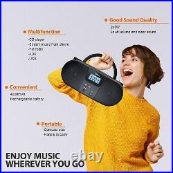 Vanku 4000mAh Radio CD Player Portable Boombox with 2x3W, Support Wireless FM