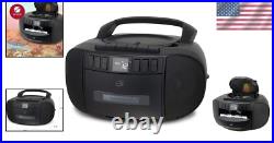 Versatile AM/FM Boombox with CD, Cassette Player, & Aux Perfect for Travel Versatile AM/FM Boombox with CD, Cassette Player, & Aux Perfect for Travel