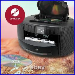 Versatile AM/FM Boombox with CD, Cassette Player, & Aux Perfect for Travel Versatile AM/FM Boombox with CD, Cassette Player, & Aux Perfect for Travel