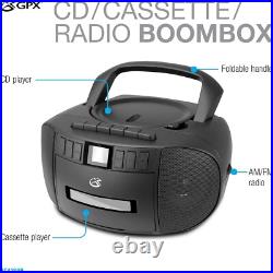 Versatile AM/FM Boombox with CD, Cassette Player, & Aux Perfect for Travel Versatile AM/FM Boombox with CD, Cassette Player, & Aux Perfect for Travel