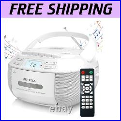 Versatile CD and Cassette Player Boombox with Bluetooth, AM/FM Radio, Remote Versatile CD and Cassette Player Boombox with Bluetooth, AM/FM Radio, Remote