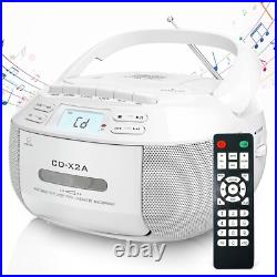 Versatile CD and Cassette Player Boombox with Bluetooth, AM/FM Radio, Remote Versatile CD and Cassette Player Boombox with Bluetooth, AM/FM Radio, Remote