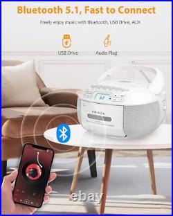Versatile CD and Cassette Player Boombox with Bluetooth, AM/FM Radio, Remote Versatile CD and Cassette Player Boombox with Bluetooth, AM/FM Radio, Remote