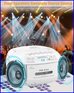 Versatile CD and Cassette Player Boombox with Bluetooth, AM/FM Radio, Remote Versatile CD and Cassette Player Boombox with Bluetooth, AM/FM Radio, Remote