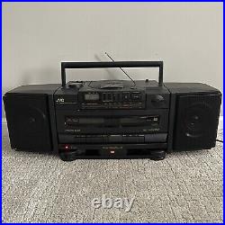 Vintage 1992 JVC PC-X100 AM/FM Radio CD Dual Cassette Player Boombox TESTED VGC