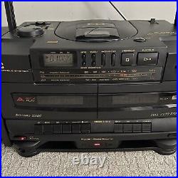 Vintage 1992 JVC PC-X100 AM/FM Radio CD Dual Cassette Player Boombox TESTED VGC