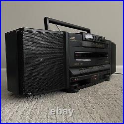 Vintage 1992 JVC PC-X100 AM/FM Radio CD Dual Cassette Player Boombox TESTED VGC