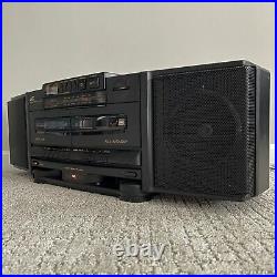 Vintage 1992 JVC PC-X100 AM/FM Radio CD Dual Cassette Player Boombox TESTED VGC