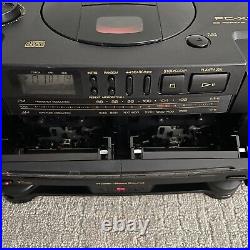 Vintage 1992 JVC PC-X100 AM/FM Radio CD Dual Cassette Player Boombox TESTED VGC