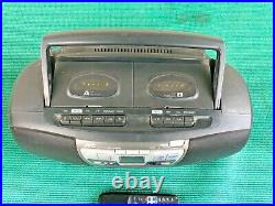 Vintage 1997 JVC CD Cassette AM-FM Radio Portable Player with Remote RC-QW350BK