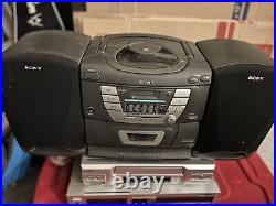 Vintage 1998 Sony Boombox Radio Cd Cassette Tape Mega Bass CFD-Z135