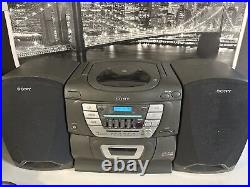 Vintage 1998 Sony Boombox Radio Cd Cassette Tape Mega Bass CFD-Z135