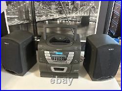 Vintage 1998 Sony Boombox Radio Cd Cassette Tape Mega Bass CFD-Z135