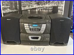 Vintage 1998 Sony Boombox Radio Cd Cassette Tape Mega Bass CFD-Z135