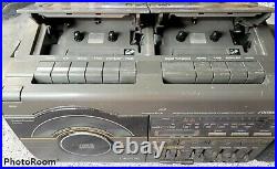 Vintage 80's Soundesign 4955mgy Portable Dual Cassette Stereo CD Boombox Works