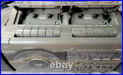 Vintage 80's Soundesign 4955mgy Portable Dual Cassette Stereo CD Boombox Works