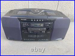 Vintage 90s Boombox 5 Disc Changer CD Dual Cassette Sharp WQ-CH800 Tested