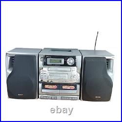 Vintage AIWA CA-DW630 Stereo Disc CD Player Dual Cassette Boombox With Speakers