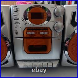 Vintage Durabrand Boombox AM/FM Cassette CD Portable Stereo CD1493 Silver oarnge