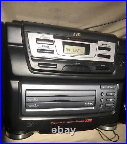 Vintage JVC Boombox PC-XC11 3 Disc CD Changer AM-FM Radio/Cassette Works Remote