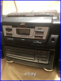 Vintage JVC Boombox PC-XC11 3 Disc CD Changer AM-FM Radio/Cassette Works Remote