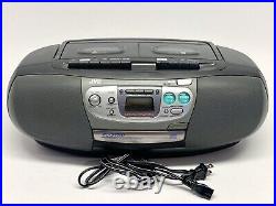 Vintage JVC RC-QW200 Radio Gray AM/FM CD Cassette Player Portable Boombox Tested