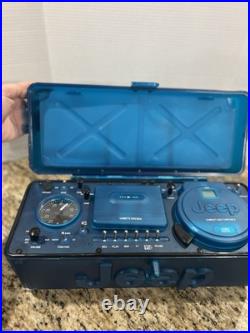 Vintage Jeep Power Brand Aqua Portable Boombox JP110766 CD Radio AM/FM Cassette Vintage Jeep Power Brand Aqua Portable Boombox JP110766 CD Radio AM/FM Cassette
