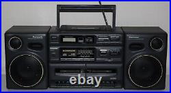 Vintage Panasonic Boombox RX-DT650 S-XBS CD Radio Dual Cassette working vg++