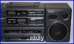 Vintage Panasonic Boombox RX-DT650 S-XBS CD Radio Dual Cassette working vg++