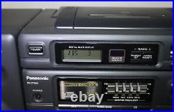 Vintage Panasonic Boombox RX-DT650 S-XBS CD Radio Dual Cassette working vg++