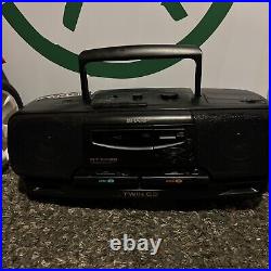 Vintage SHARP QT-CH88 Twin Boombox Portable Cassette CD Player