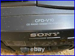 Vintage SONY CFD-V10 Portable Stereo FM Radio CD Cassette Tape Player Boom Box