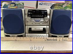 Vintage Sanyo Boombox CWM-340 Am/Fm Cassette CD Removable Speakers Bass Expander