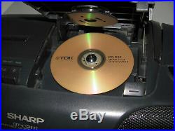 Vintage Sharp Boombox Stereo Portable CD Tape Player Radio Mega Bass QT-CD111H
