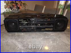 Vintage Sharp WQ-CD30 Twin Mechanism Double Cassette CD Player Boom Box EXC