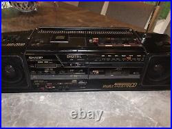 Vintage Sharp WQ-CD30 Twin Mechanism Double Cassette CD Player Boom Box EXC