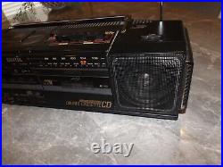 Vintage Sharp WQ-CD30 Twin Mechanism Double Cassette CD Player Boom Box EXC