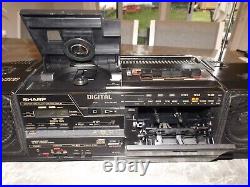 Vintage Sharp WQ-CD30 Twin Mechanism Double Cassette CD Player Boom Box EXC